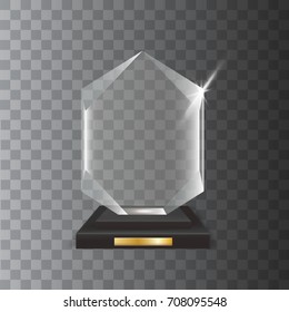 Transparent Realistic Blank Vector Acrylic Glass Trophy Award