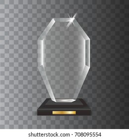 Transparent Realistic Blank Vector Acrylic Glass Trophy Award