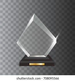 Transparent Realistic Blank Vector Acrylic Glass Trophy Award