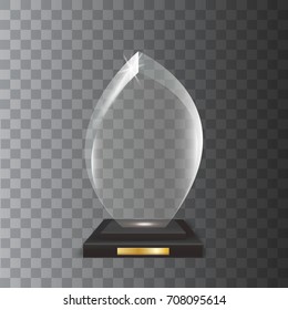 Transparent Realistic Blank Vector Acrylic Glass Trophy Award