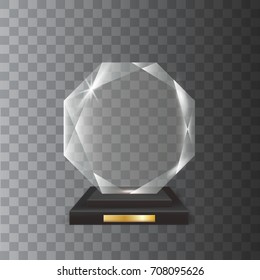 Transparent Realistic Blank Vector Acrylic Glass Trophy Award