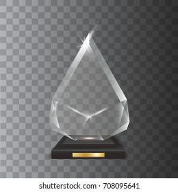 Transparent Realistic Blank Vector Acrylic Glass Trophy Award