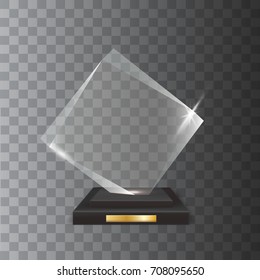 Transparent Realistic Blank Vector Acrylic Glass Trophy Award