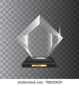 Transparent Realistic Blank Vector Acrylic Glass Trophy Award