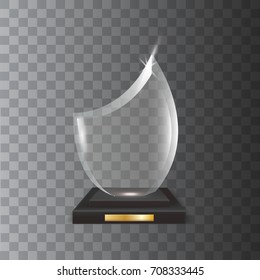Transparent Realistic Blank Vector Acrylic Glass Trophy Award