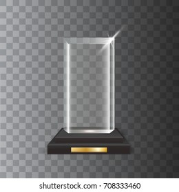 Transparent Realistic Blank Vector Acrylic Glass Trophy Award