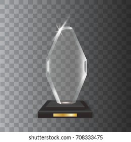 Transparent Realistic Blank Vector Acrylic Glass Trophy Award