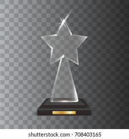 Transparent Realistic Blank Vector Acrylic Glass Trophy Award