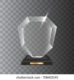 Transparent Realistic Blank Vector Acrylic Glass Trophy Award