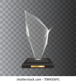 Transparent Realistic Blank Vector Acrylic Glass Trophy Award