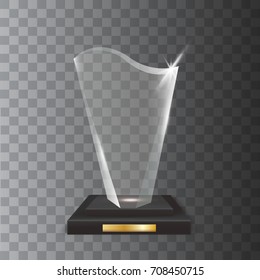 Transparent Realistic Blank Vetor Acrílico Vidro Troféu Prêmio