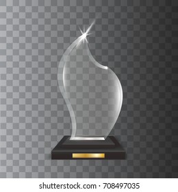 Transparent Realistic Blank Vector Acrylic Glass Trophy Award