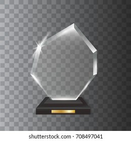 Transparent Realistic Blank Vector Acrylic Glass Trophy Award