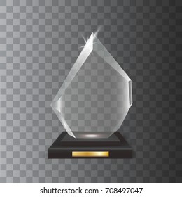 Transparent Realistic Blank Vector Acrylic Glass Trophy Award