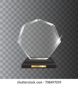 Transparent Realistic Blank Vector Acrylic Glass Trophy Award