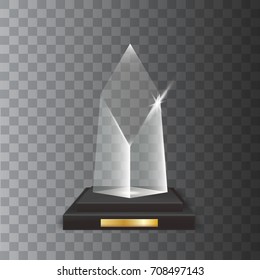 Transparent Realistic Blank Vector Acrylic Glass Trophy Award