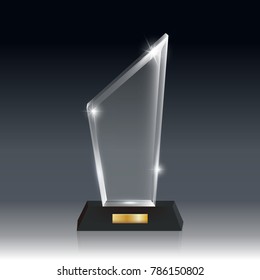 Transparent Realistic Blank Vector Acrylic Glass Trophy Award