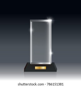 Premio al Trofeo de Cristal Arílico de Vector Blanco Realista Transparente