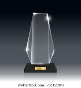 Transparent Realistic Blank Vector Acrylic Glass Trophy Award