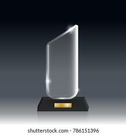Transparent Realistic Blank Vector Acrylic Glass Trophy Award