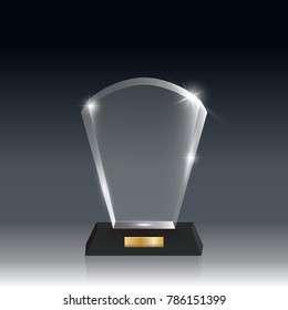 Transparent Realistic Blank Vector Acrylic Glass Trophy Award
