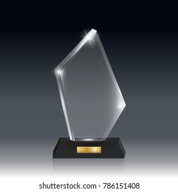 Transparent Realistic Blank Vector Acrylic Glass Trophy Award