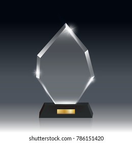 Transparent Realistic Blank Vector Acrylic Glass Trophy Award