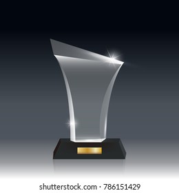 Transparent Realistic Blank Vector Acrylic Glass Trophy Award