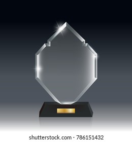 Transparent Realistic Blank Vector Acrylic Glass Trophy Award