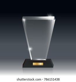 Transparent Realistic Blank Vector Acrylic Glass Trophy Award