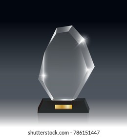 Transparent Realistic Blank Vector Acrylic Glass Trophy Award