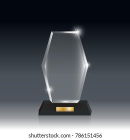 Transparent Realistic Blank Vector Acrylic Glass Trophy Award