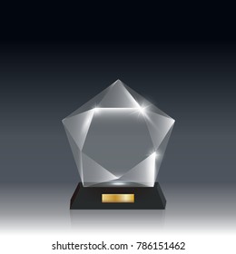 Transparent Realistic Blank Vector Acrylic Glass Trophy Award