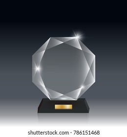 Transparent Realistic Blank Vector Acrylic Glass Trophy Award