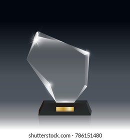 Transparent Realistic Blank Vector Acrylic Glass Trophy Award