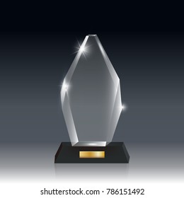 Transparent Realistic Blank Vector Acrylic Glass Trophy Award