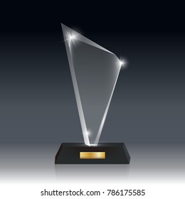 Transparent Realistic Blank Vector Acrylic Glass Trophy Award
