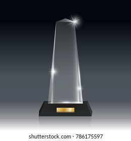 Transparent Realistic Blank Vector Acrylic Glass Trophy Award