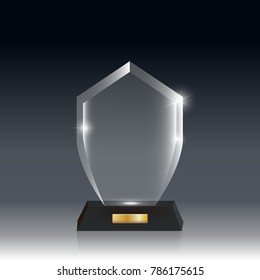 Transparent Realistic Blank Vector Acrylic Glass Trophy Award