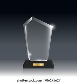 Transparent Realistic Blank Vector Acrylic Glass Trophy Award