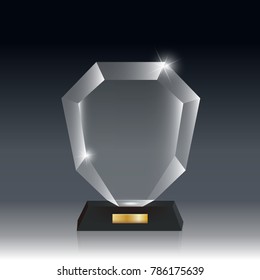 Transparent Realistic Blank Vector Acrylic Glass Trophy Award