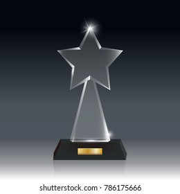 Transparent Realistic Blank Vector Acrylic Glass Trophy Award