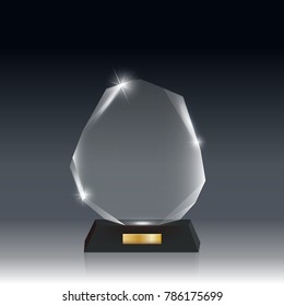 Transparent Realistic Blank Vector Acrylic Glass Trophy Award