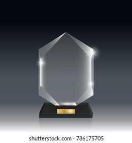 Transparent Realistic Blank Vector Acrylic Glass Trophy Award