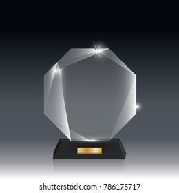 Transparent Realistic Blank Vector Acrylic Glass Trophy Award