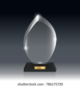 Transparent Realistic Blank Vector Acrylic Glass Trophy Award