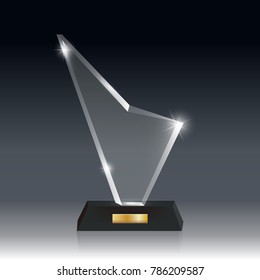 Transparent Realistic Blank Vector Acrylic Glass Trophy Award