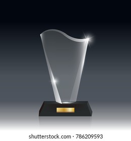 Transparent Realistic Blank Vector Acrylic Glass Trophy Award