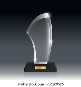 Transparent Realistic Blank Vector Acrylic Glass Trophy Award