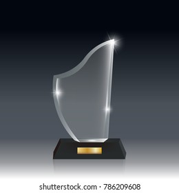Transparent Realistic Blank Vector Acrylic Glass Trophy Award